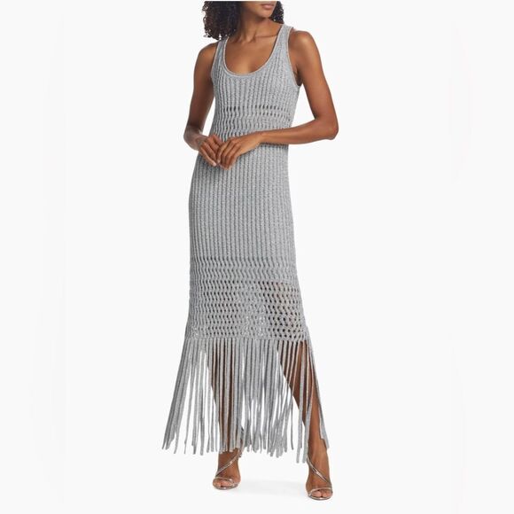 SIMKHAI Open-Stitch Fringe Maxi Dress size S - Picture 1 of 15